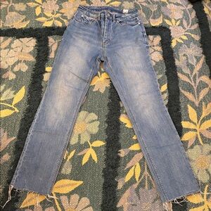 La Vie Rebecca Taylor Blue High Rise Raw Hem Straight Leg Jeans 26